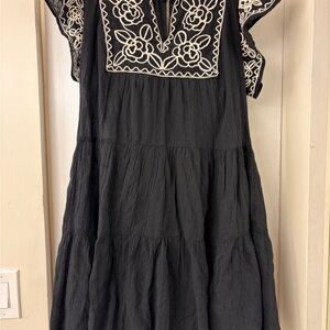 GAP Black Dress with White Embroidery